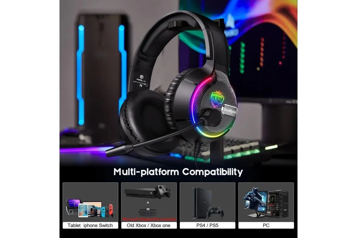 SoulBytes S19 RGB Gaming Headset with Noise-Cancelling Microphone