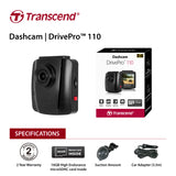 Transcend DrivePro 110 Dashcam with 16GB Storage and 2.4" LCD Display