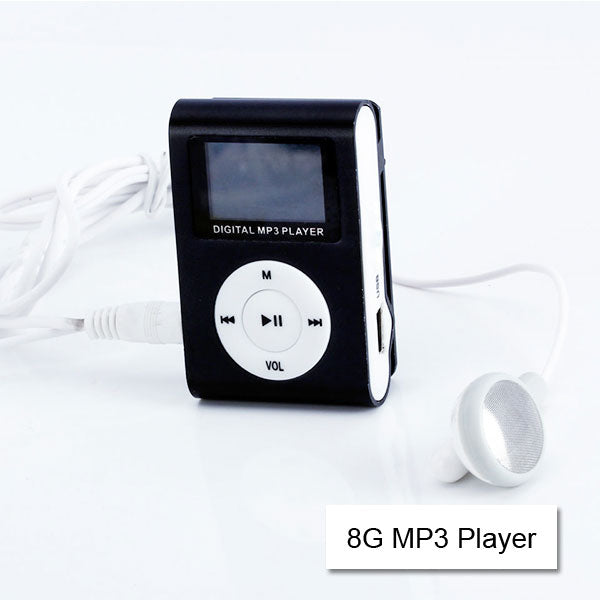 Compact 16GB MP3 Player with USB Charger and Earbuds – Black