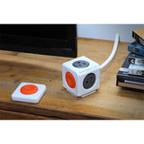 Allocacoc Remote-Controlled PowerCube with 4 Outlets and Foot Switch