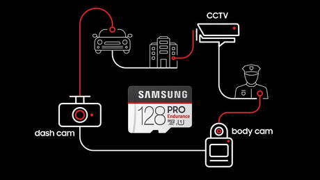 SAMSUNG PRO ENDURANCE 128GB UHS-I MicroSD Card with SD Adapter for Video Monitoring Cameras