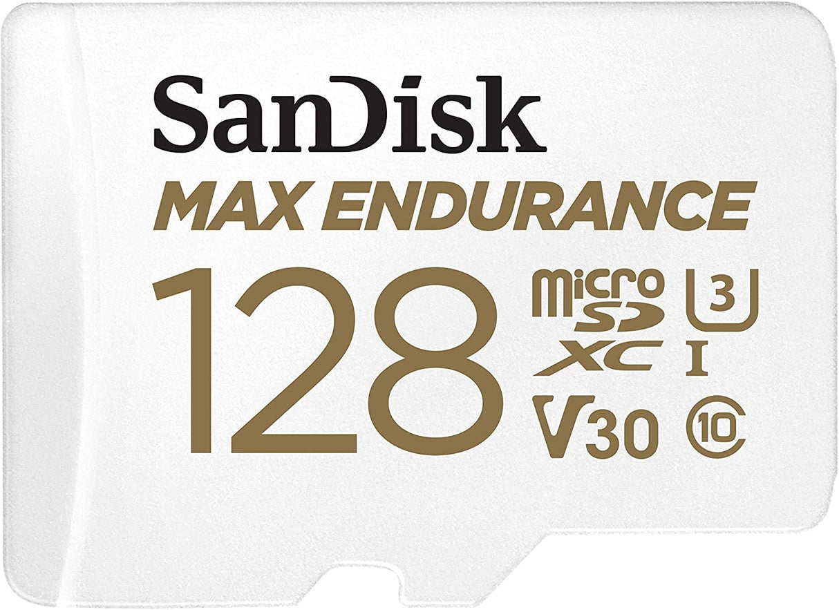 SanDisk MAX ENDURANCE 128GB MicroSDXC Card for Continuous Recording - UHS-I C10 U3 V30, 100MB/s Read Speed with SD Adapter