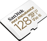 SanDisk MAX ENDURANCE 128GB MicroSDXC Card for Continuous Recording - UHS-I C10 U3 V30, 100MB/s Read Speed with SD Adapter