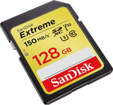 SanDisk 128GB Extreme SDXC UHS-I Memory Card - 150MB/s Read, 70MB/s Write, 4K UHD Ready