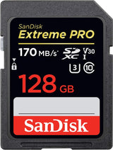 SanDisk Extreme Pro 128GB SDXC Card - 170MB/s Read, 90MB/s Write, Perfect for 4K UHD Video