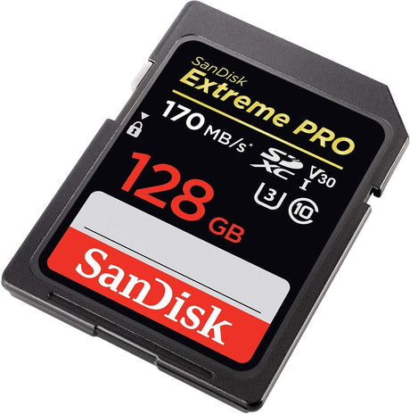 SanDisk Extreme Pro 128GB SDXC Card - 170MB/s Read, 90MB/s Write, Perfect for 4K UHD Video