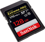 SanDisk Extreme Pro 128GB SDXC Card - 170MB/s Read, 90MB/s Write, Perfect for 4K UHD Video