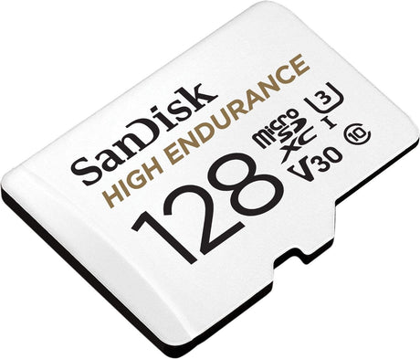 SanDisk 128GB High Endurance MicroSDHC Card with SD Adapter - UHS-I C10 U3 V30, 100MB/s Read Speed