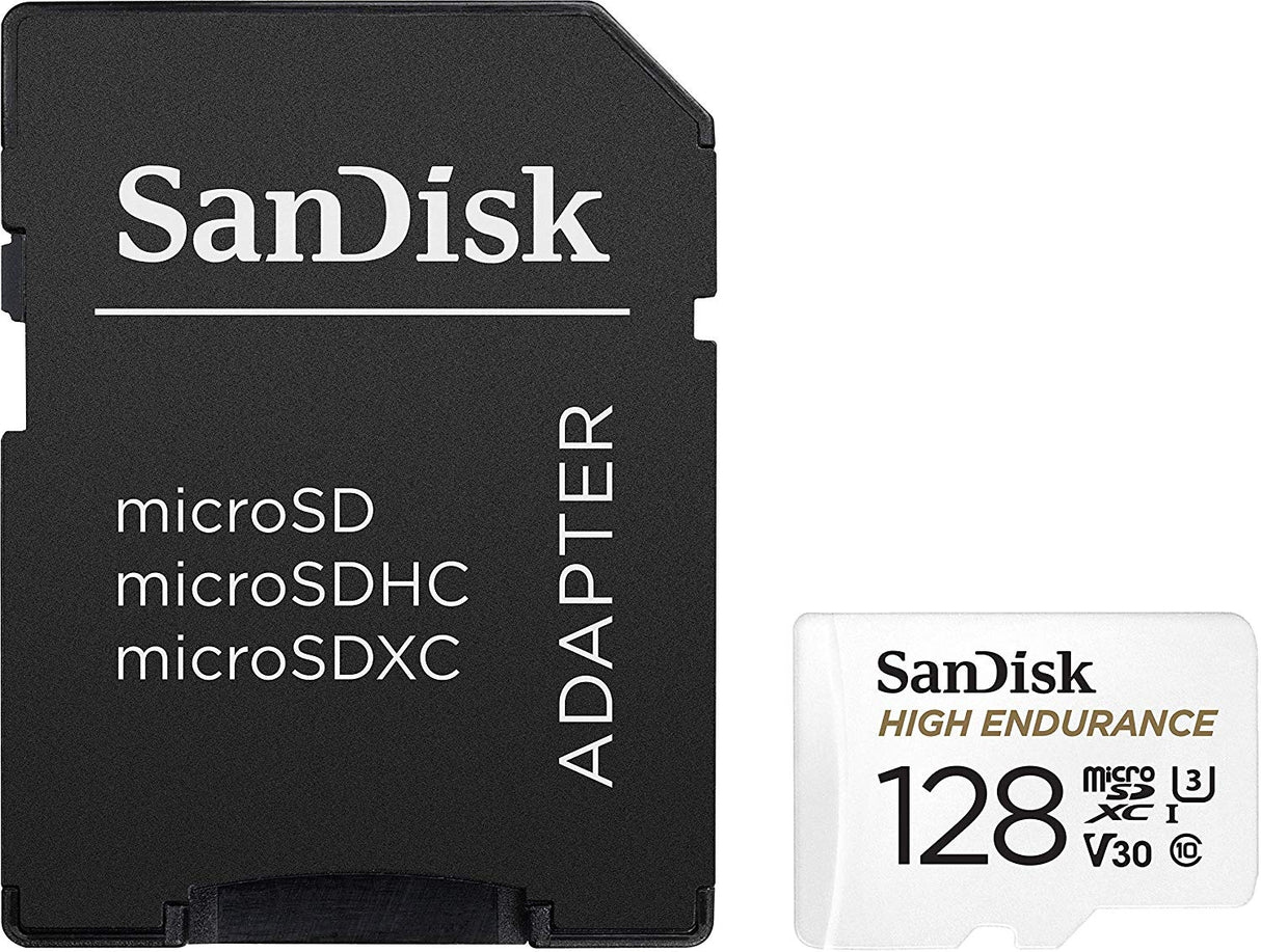 SanDisk 128GB High Endurance MicroSDHC Card with SD Adapter - UHS-I C10 U3 V30, 100MB/s Read Speed