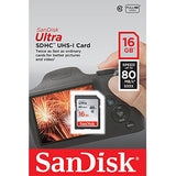 SanDisk Ultra 16GB SDHC Class 10 UHS-I Memory Card - 80MB/s Speed