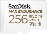 SanDisk MAX ENDURANCE 256GB MicroSDXC Card - 120,000 Hours of Recording, UHS-I U3 V30, 100MB/s Read Speed, SD Adapter Included