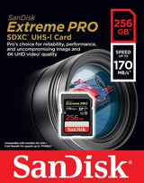 SanDisk 256GB Extreme Pro SDXC UHS-I Memory Card - 4K UHD Video Recording