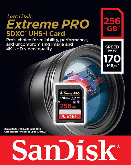 SanDisk 256GB Extreme Pro SDXC UHS-I Memory Card - 4K UHD Video Recording