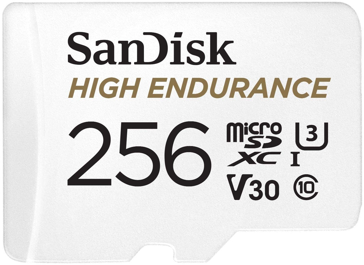 SanDisk 256GB High Endurance microSDHC Card with SD Adapter - UHS-I C10 U3 V30, 100MB/s Read, 40MB/s Write