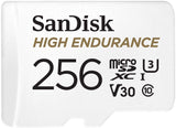 SanDisk 256GB High Endurance MicroSDHC Memory Card with SD Adapter - UHS-I C10 U3 V30, 100MB/s Read, 40MB/s Write