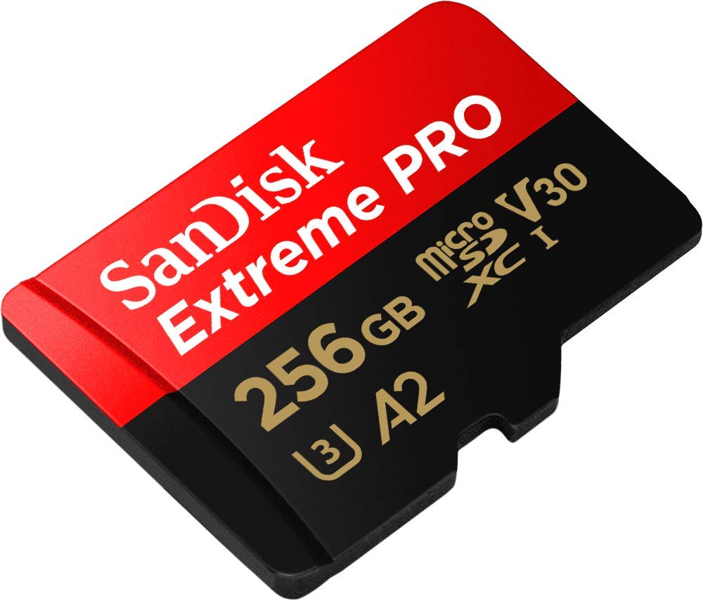 SanDisk Extreme PRO 256GB microSDXC Card with A2 V30 UHS-I/U3 Speed and SD Adapter