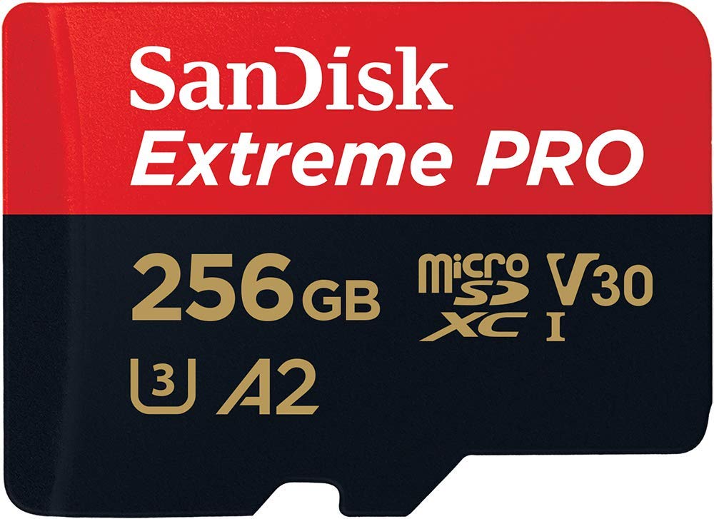 SanDisk Extreme PRO 256GB microSDXC Card with A2 V30 UHS-I/U3 Speed and SD Adapter