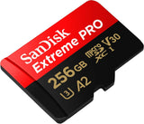 SanDisk Extreme PRO 256GB microSDXC UHS-I Card with SD Adapter - 170MB/s Read, 90MB/s Write, A2 V30 for 4K UHD and App Performance