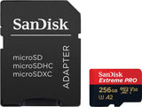 SanDisk Extreme PRO 256GB microSDXC UHS-I Card with SD Adapter - 170MB/s Read, 90MB/s Write, A2 V30 for 4K UHD and App Performance