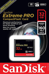 SanDisk Extreme PRO 32GB CompactFlash Card - 160MB/s High-Speed Memory for 4K Video