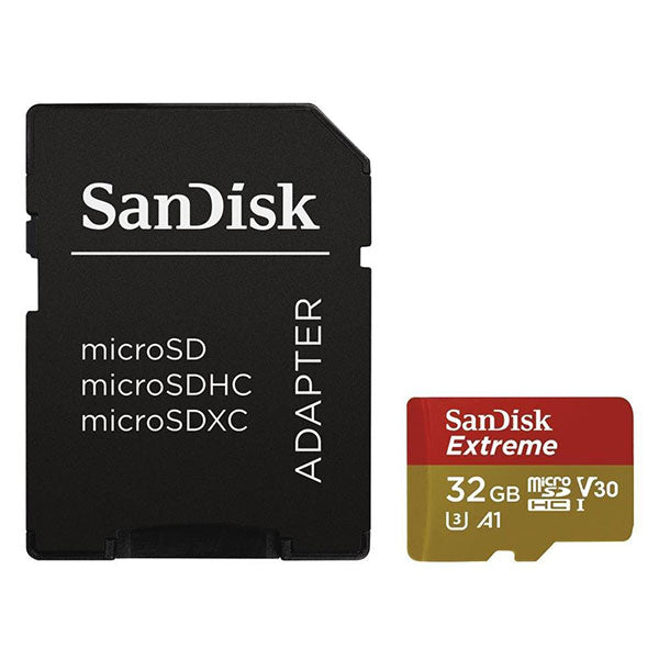 SanDisk Extreme 32GB microSDHC Card - A1 V30 UHS-I/U3, 100MB/s Speed, No Adapter Included