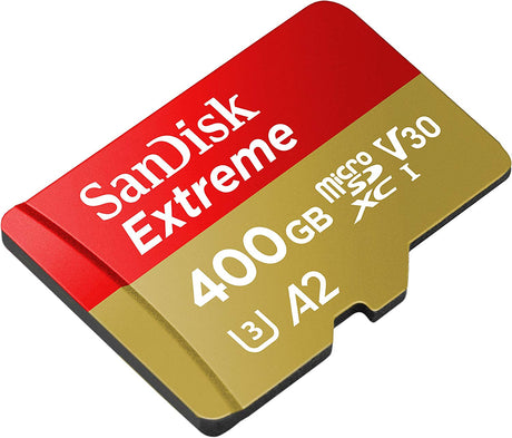 SanDisk Extreme 400GB MicroSDXC A2 V30 UHS-I/U3 with SD Adapter - 160MB/s Read Speed