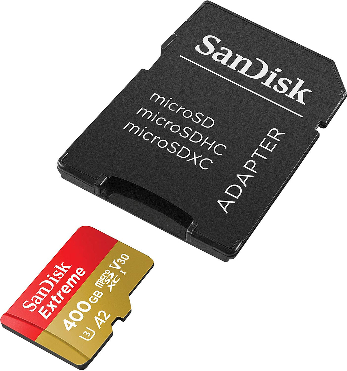 SanDisk Extreme 400GB MicroSDXC A2 V30 UHS-I/U3 with SD Adapter - 160MB/s Read Speed