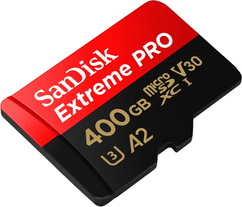 SanDisk Extreme PRO 400GB microSDXC UHS-I Card with SD Adapter - 170MB/s Read, 90MB/s Write, A2 V30 for 4K UHD Recording