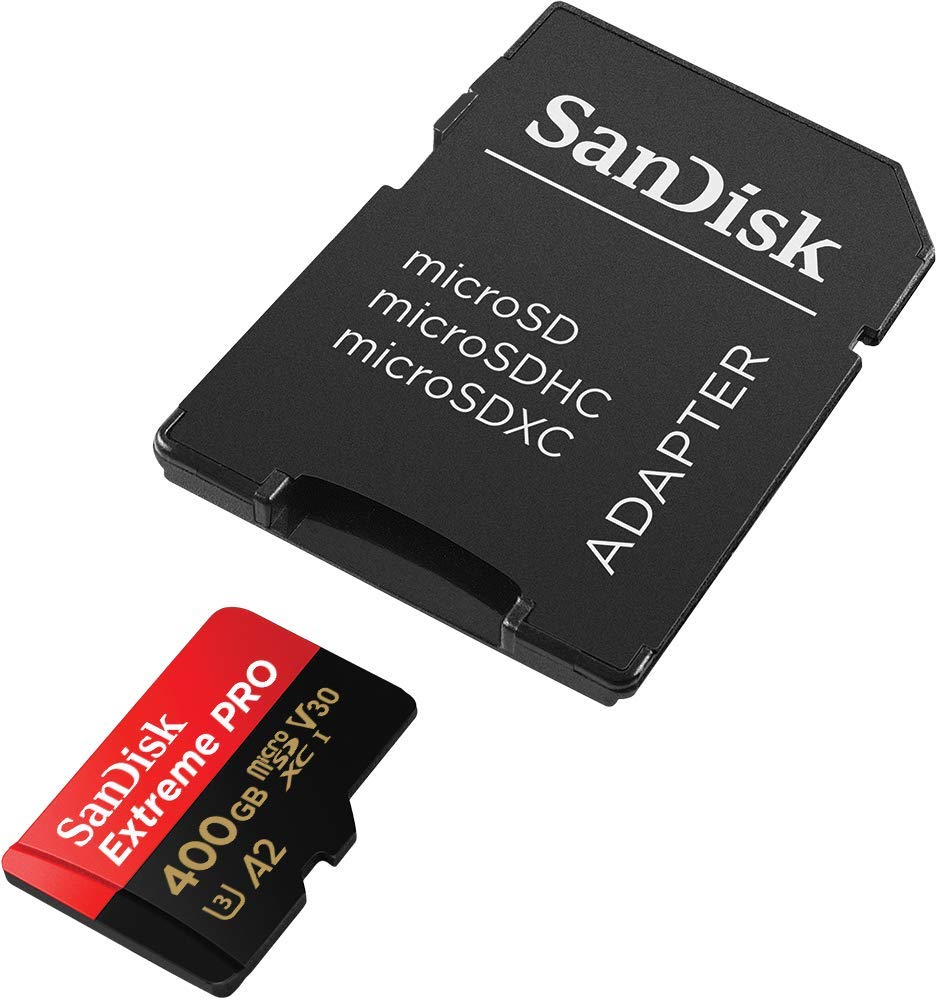 SanDisk Extreme PRO 400GB microSDXC UHS-I Card with SD Adapter - 170MB/s Read, 90MB/s Write, A2 V30 for 4K UHD Recording