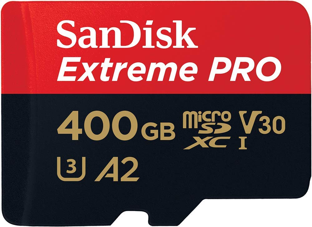 SanDisk Extreme PRO 400GB microSDXC UHS-I Card with SD Adapter - 170MB/s Read, 90MB/s Write, A2 V30 for 4K UHD Recording