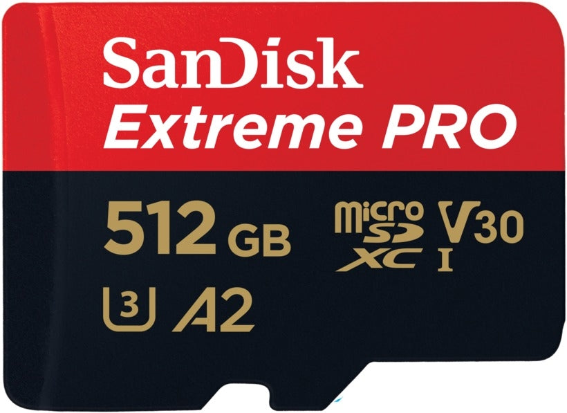 SanDisk Extreme PRO 512GB MicroSDXC Card with Adapter - A2 V30 UHS-I/U3 170MB/s Read Speed