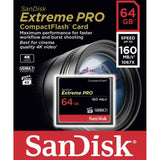 SanDisk Extreme PRO 64GB CompactFlash Card - 160MB/s High-Speed Storage for Professional Video and Photography