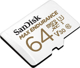 SanDisk MAX ENDURANCE 64GB microSDXC Card - Ideal for Security Cameras & Dash Cams - 100MB/s Read, 40MB/s Write, UHS-I C10 U3 V30