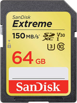 SanDisk 64GB Extreme SDXC UHS-I Memory Card - 150MB/s Read Speed, V30 U3 for 4K UHD Video