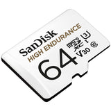 SanDisk 64GB High Endurance MicroSDHC Card for Dash Cams and Security Systems - UHS-I C10 U3 V30, 100MB/s Read Speed, Includes SD Adapter