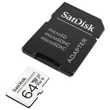 SanDisk 64GB High Endurance MicroSDHC Card for Dash Cams and Security Systems - UHS-I C10 U3 V30, 100MB/s Read Speed, Includes SD Adapter