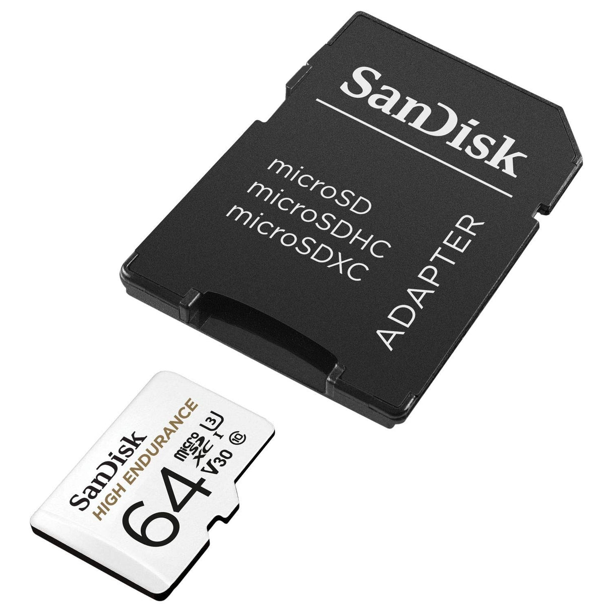 SanDisk 64GB High Endurance MicroSDHC Card with UHS-I C10 U3 V30 and SD Adapter - 100MB/s Read, 40MB/s Write