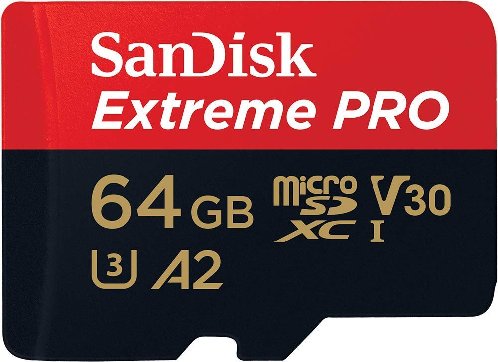 SanDisk Extreme PRO 64GB microSDXC UHS-I Card with SD Adapter - 170MB/s Read, 90MB/s Write, A2 V30 for 4K UHD and Action Cameras