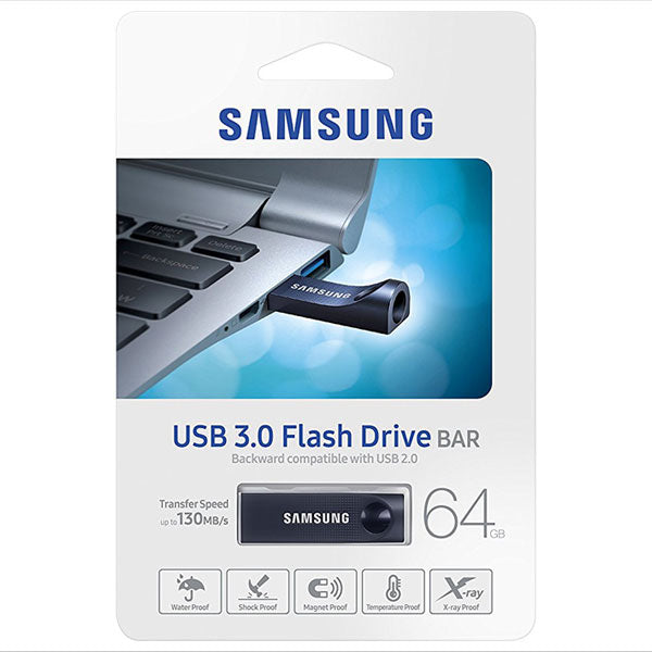 SAMSUNG 64GB USB 3.0 BAR Flash Drive - High-Speed Data Transfer (Up to 130MB/s)