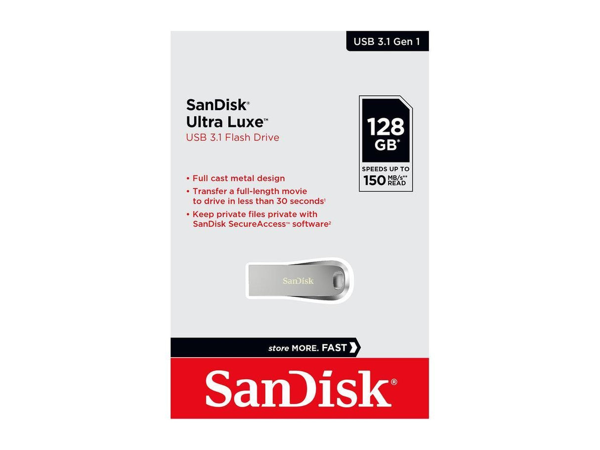 SanDisk Ultra Luxe 128GB Metal USB 3.0 Flash Drive - 150MB/s Transfer Speed