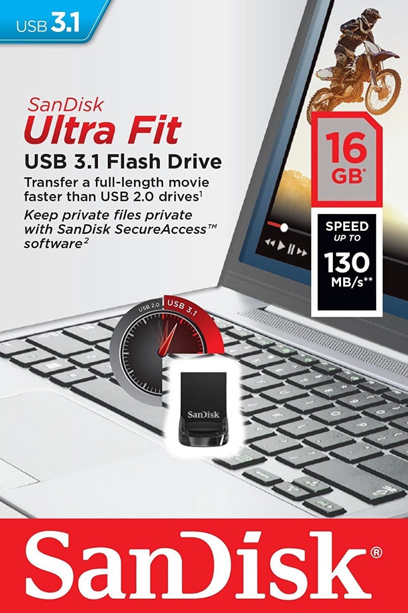 SanDisk Ultra Fit 16GB USB 3.1 Flash Drive - High-Speed Storage Solution