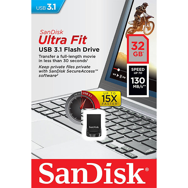 SanDisk Ultra Fit 32GB USB 3.1 Flash Drive - High-Speed Storage Solution