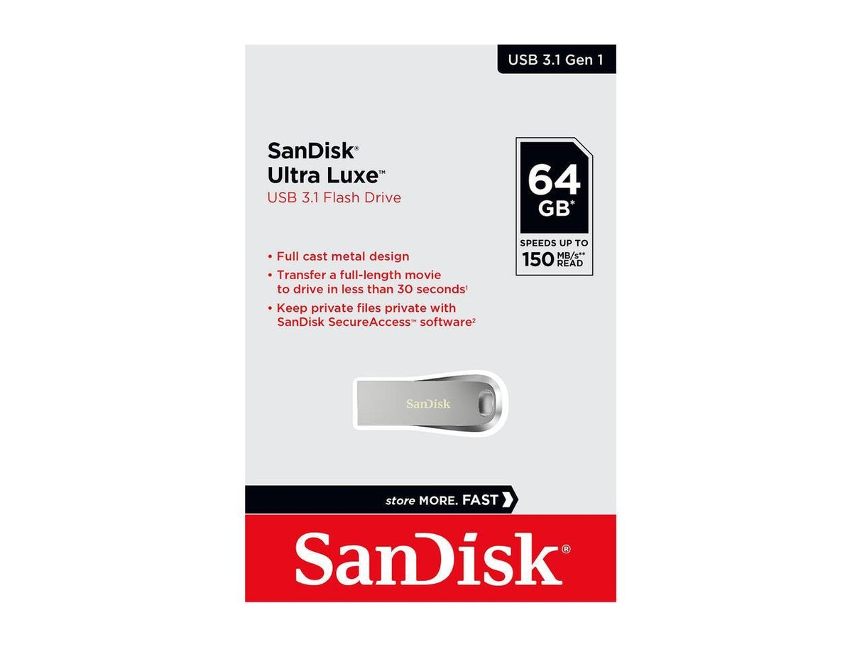 SanDisk Ultra Luxe 64GB USB 3.0 Metal Flash Drive - 150MB/s Speed