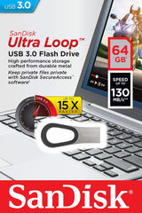 SanDisk Ultra Loop 64GB USB 3.0 Flash Drive - Durable High-Speed Storage Solution