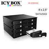 ICY BOX IB-2280SSK - 8-Bay Backplane for 2.5" SATA/SAS HDDs and SSDs