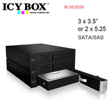 ICY BOX IB-563SSK Triple HDD Backplane for 3x 3.5" SATA/SAS Drives in Dual 5.25" Bays