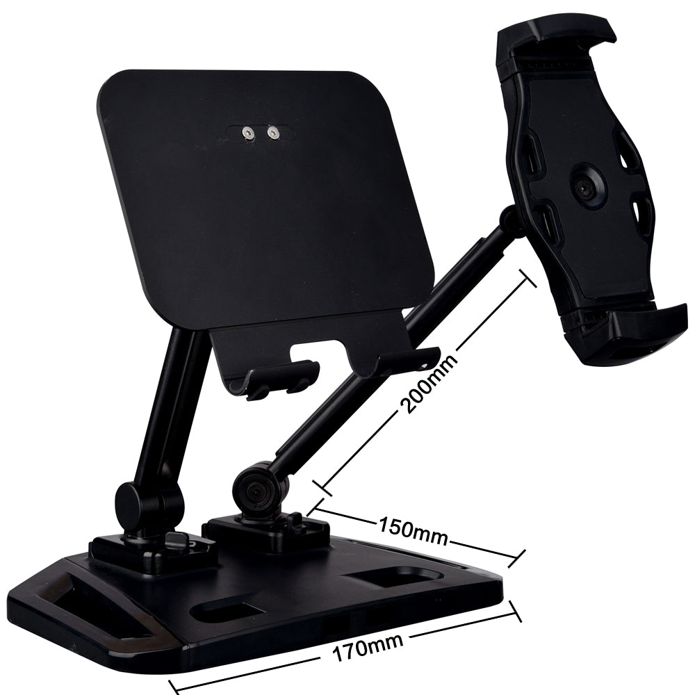 Versatile Adjustable Dual-Arm Device Holder in Black