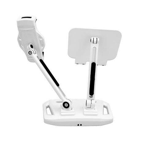 Versatile Adjustable Dual Arm Desk Mount Holder in White