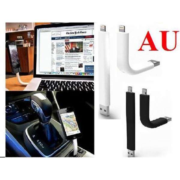 Flexible Black USB Data Sync and Charging Cable for iPhone 5/5S/6 with Stand Mount