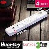 Huntkey SAC404 Power Strip with 4 Outlets and Dual USB Charging Ports